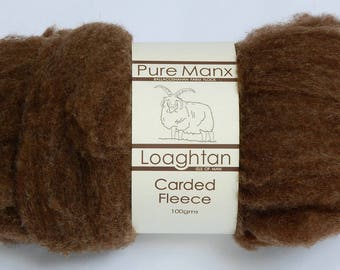 Roving / carded fleece (undyed spinning fibre): Rare native breed Manx Loaghtan