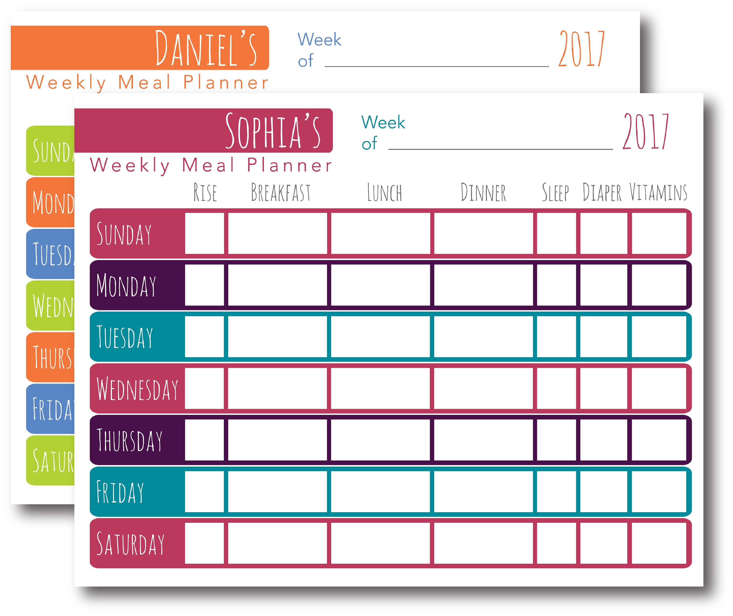 Meal Planner Printable for Baby Toddler Editable PDF