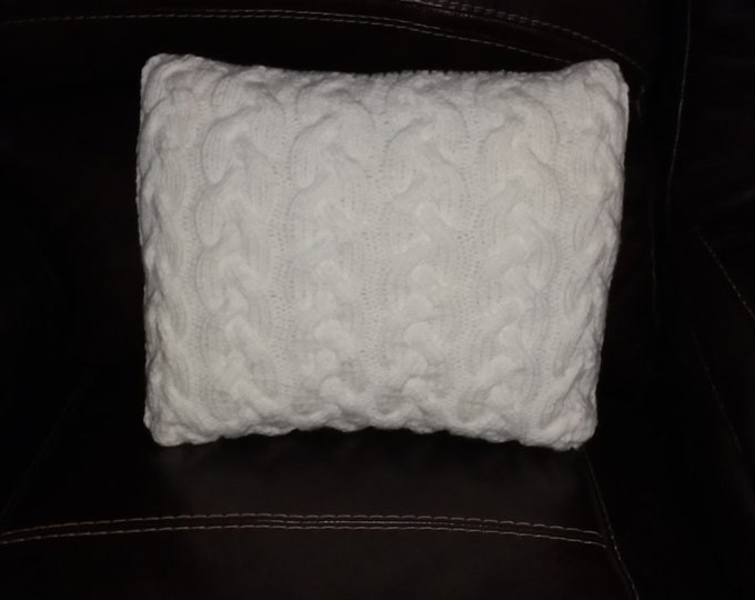 Knitted pillow, pillow, throw pillows, cable knitted pillow, white pillow, interior