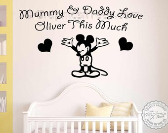 Personalised Nursery Wall Sticker, Mickey Mouse Wall Sticker, Boy Girls Bedroom Wall Decal