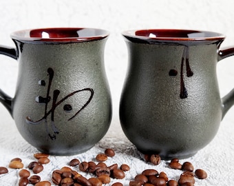 Black ceramic tea mug set Ladies gift for new mom Graduation gift ideas for her Rustic mug mom of boys Farmhouse mugs for men birthday gift