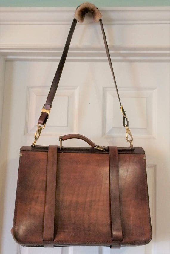 Vintage Leather Mens Satchel Briefcase Messenger Bag Man