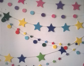 Stars and circles Banner - Decorative Banner - Birthday Banner - Christmas Garland - Festive Garland