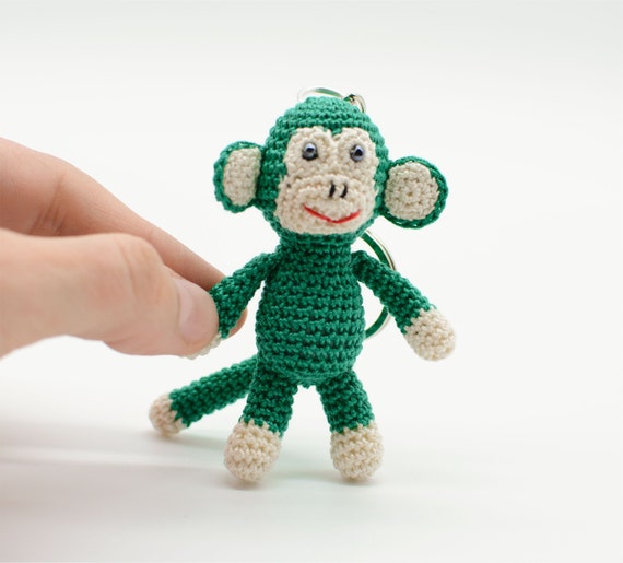 Keychain Monkey crochet Monkey Amigurumi Monkey green