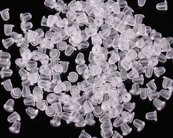 Clear Earring Backs Soft Rubber Bullet Barrel Earnut Ear Nut Stopper Safety Clutch Silicone Bell Stud Hook Wire Post Components Parts