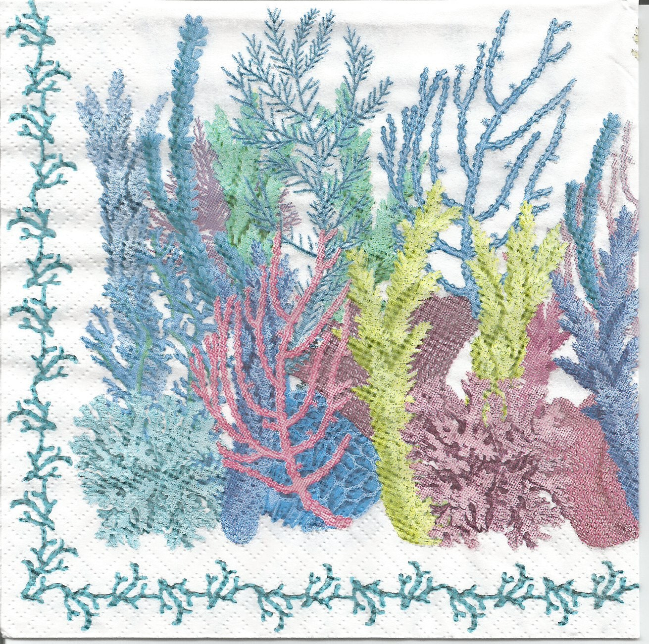 4 Paper napkins for decoupage, sea creatures decoupage napkins, paper
