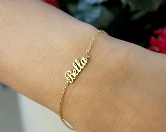 Tiny Name Bracelet-Gold Bracelet-Name Bracelet-Gold Jewelry-Name jewelry-Gold Name Bracelets-Bridesmaid Gift-Personalized Gift
