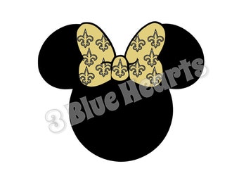 New Orleans Saints Minnie Head svg dxf pdf studio, Saints, Disney dxf pdf svg studio, football