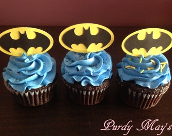 Batman Cupcake Toppers, Batman Cupcake Picks, Batman Party Supplies, Batman Birthday Party, Batman, Batman Cupcake Toppers, Set of 12