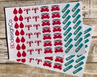 56 Pregnancy Planner Stickers: Period, Ovulation, Sex and Pregnancy Test
