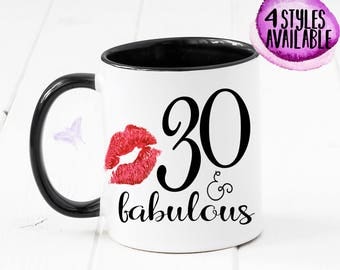 30 & Fabulous Coffee Mug, 30th Birthday Celebration, Dirty Thirty, 30th Birthday For Her, 30th Birthday Gift, Birthday Mug, Thirty, CM1000