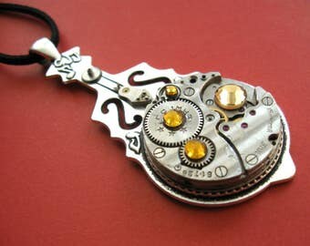 Cello necklace Steampunk pendant Cello jewelry Steam punk necklace