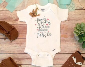Grandma Memorial Onesie®, Cute Baby Onesie, Grandma Onesie, Hand picked for mommy and daddy by my Grandma in Heaven, In Memory Onesies