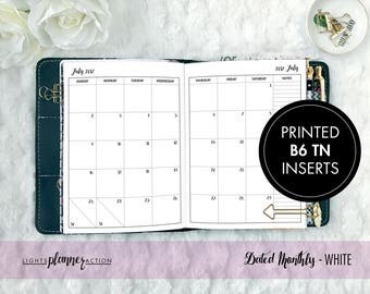 Printed B6 Dated Monthly Travelers Notebook | Monthly Planner Insert | No5/B6 TN Inserts