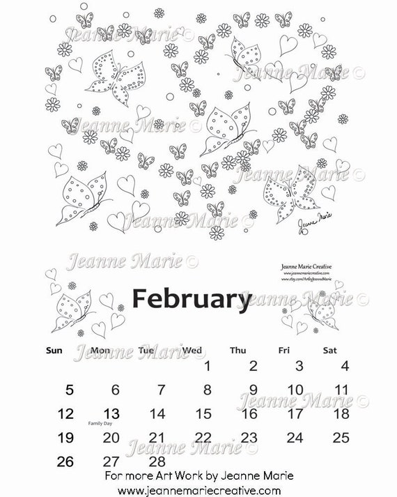 Coloring Calendar 2017 January February March by ArtbyJeanneMarie