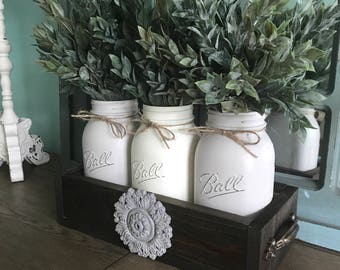 Farmhouse decor - Farmhouse table centerpiece - mason jar centerpiece - Rustic mason jar decor - mason jar decor - farmhouse table decor