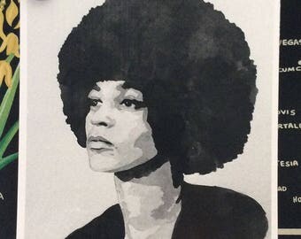 Angela Davis Watercolor Mini-Print