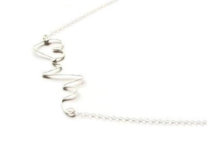 Sterling Silver Heartbeat Necklace, Gift for Her, Gift for Mom, Valentines Gift, Nurse Jewelry, Love Necklace