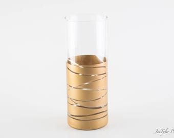 Gold Vase, Gold Dipped Cylinder Vase