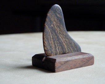 Wooden Guitar/Instrument Pick. Wood Pick. Hand Crafted From Exotic Bocote Wood With Black Walnut Disply Stand.