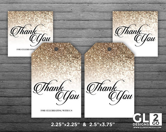 Champagne Thank you tags / Favor Tags. Printable