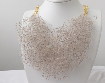 Ivory jewelry wedding necklace cream jewelry beige necklace bridesmaid jewelry beaded jewelry white jewelry pearl jewelry lace bib necklace