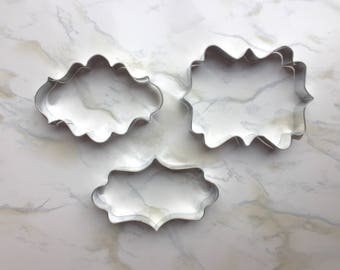 Plaque Cookie Cutter Set - Set of 3 - Scroll - Photo - Fancy