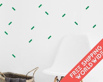 Confettis Green Wall Decals Decor Stickers Straight Line Rectangle Modern & Scandinavian - Sets of 25