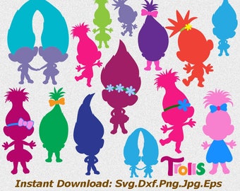 Download Trolls Poppy LAYERED SVG DXF Png Eps Pdf Vector Cut Files