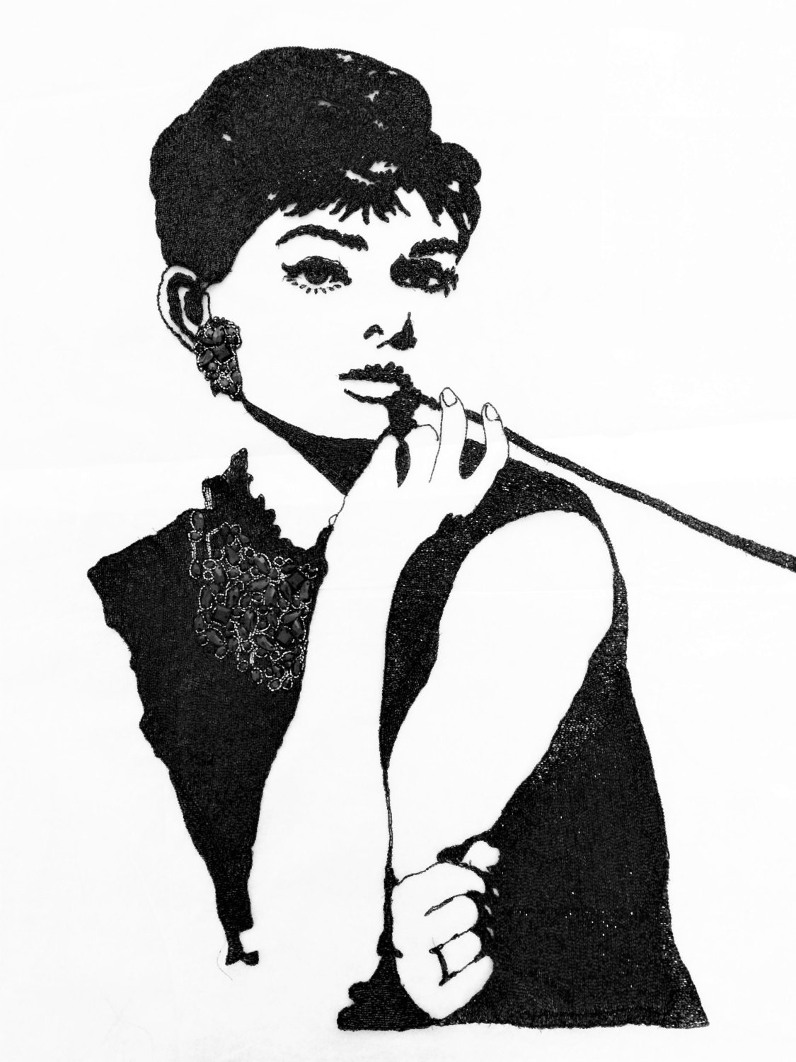 Embroidered Audrey Hepburn Wall Tapestry Audrey Hepburn Wall