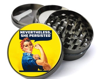 Nevertheless, She Persisted Rosie The Riveter #116 Weed Grinder Extra Large 5 Piece Spice Herb Grinder with Pollen - Customized Grinders