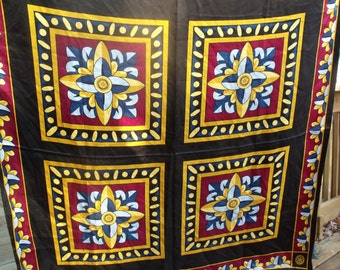 STUNNING HUGE Colorful Vintage 100% Silk Scarf by Russell-Hampton Co.
