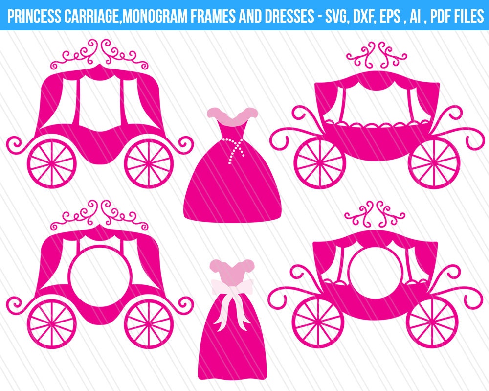 Download Princess Carriage SVG cutting files DXF Princess carriage