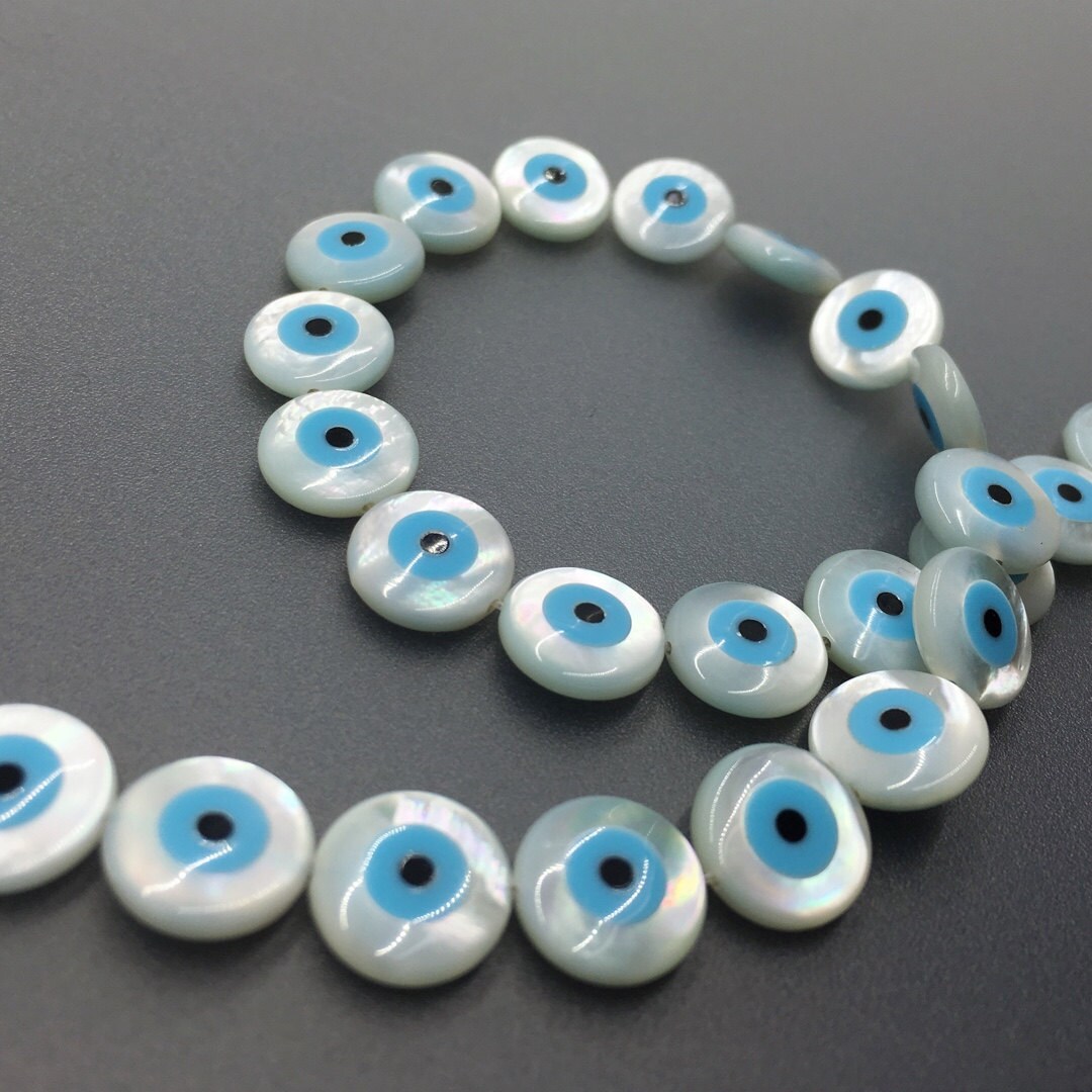 5pcs Mother Of Pearl Evil Eye Beads 8mm 10mm Evil Eye Beads