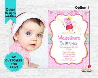 Peppa Pig Invitation, Peppa Pig Photo Invitation, Peppa Pig Birthday Invite, Peppa Pig Princess Invite, Digital Invite, Peppa Pig Birthday