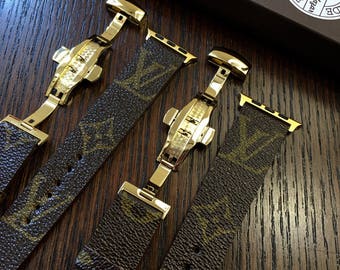 Gold Louis Vuitton Apple iWatch Band Monogram