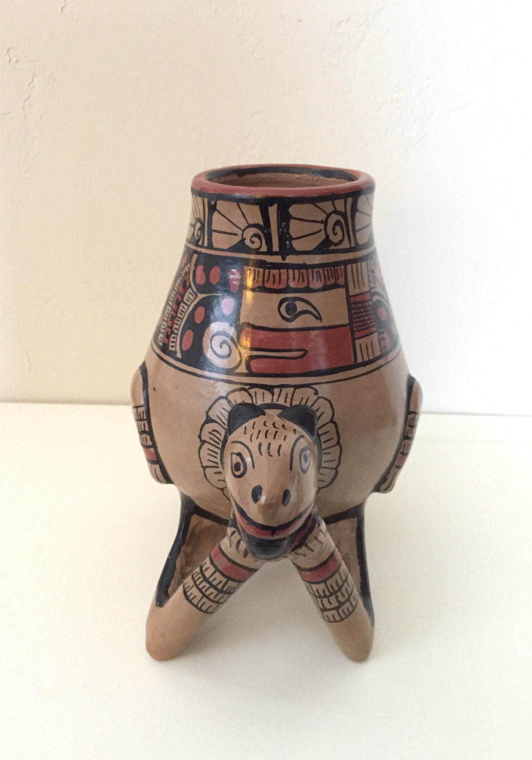 Central American Jaguar Fetish Pottery Figural Vessel, Honduras, Lenca