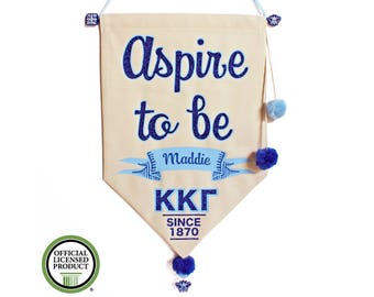 Kappa Kappa Gamma Sorority Motto Pennant Flag - Kappa Aspire To Be Motto - Canvas Banner - KKG Canvas Flag - Personalized Name - Kappa Gift