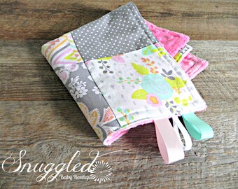 Spring Floral Patchwork Minky Security Blanket/ Lovey