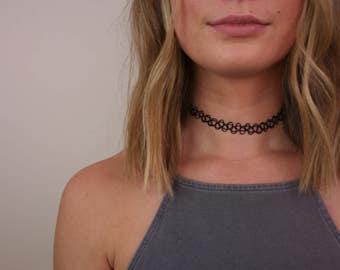 Black Tattoo Choker, Tattoo Choker, Black Choker, 90s Black Choker, 90s Tattoo Choker, 90s Choker, Black Tattoo Necklace, Tattoo Necklace