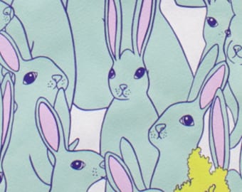 Large Rabbit Fabric | Alexander Henry | Hipster Hare | Cute Bunnies | Carrots | Large Print | Animal Fabric | Bunny Rabbit Material