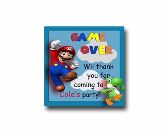 Super Mario Tags, Super Mario Birthday Tags, Super Mario Thank You Tags, Super Mario Favor Tags, Super Mario Bros Tags, Thank You Tags.