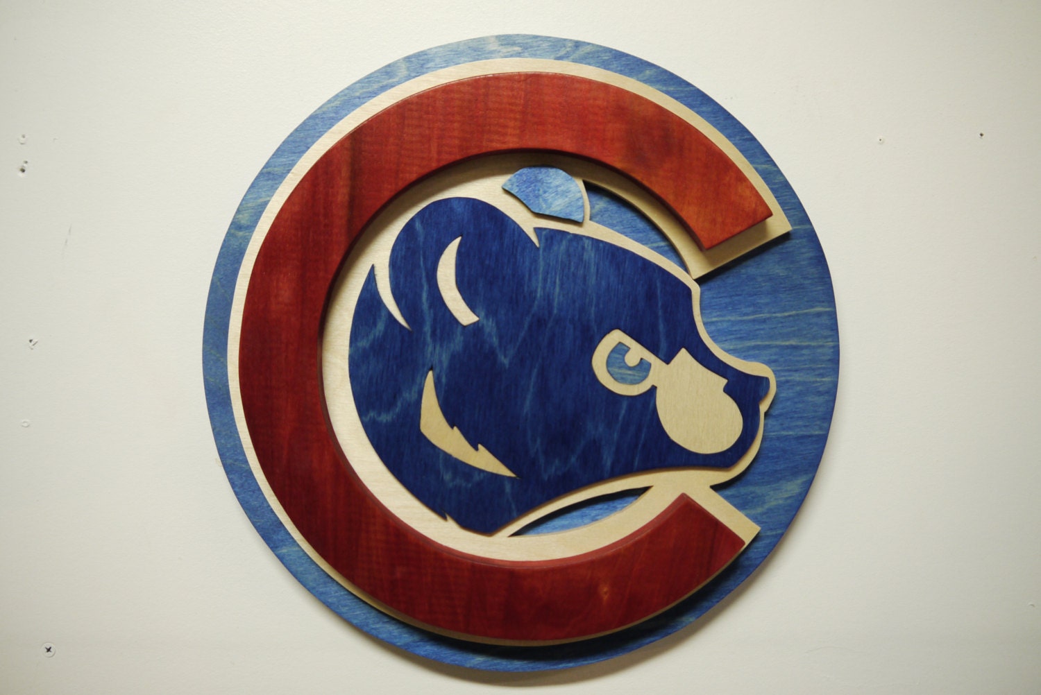 Wooden Chicago Cubs Cubbie Bear Logo