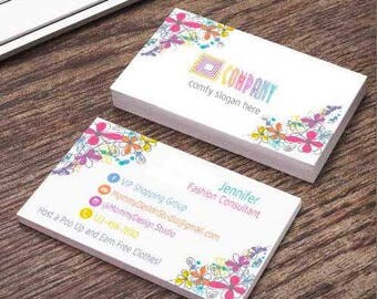 Multi Colored Flower Business Card - Home Office Approved Compliant Fonts/Colors - Bundles Available - Caught in the wild - Leggings card