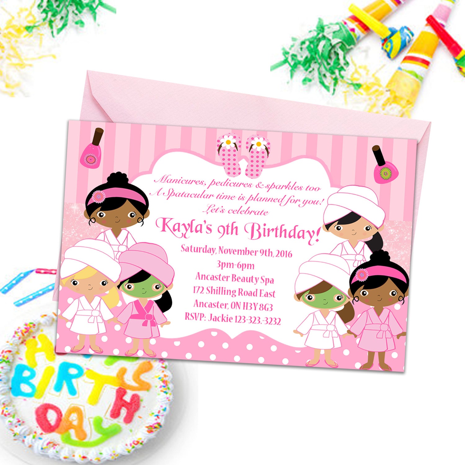 Spa Party Invitations Girls Party Invites Kids Birthday