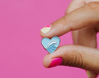 Wave enamel pin - surf enamel pin - wave lapel pin - ocean enamel pin - wave badge - lapel metal blue wave pin - surf pin - wave brooch