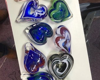 Blown Glass Heart Paperweight