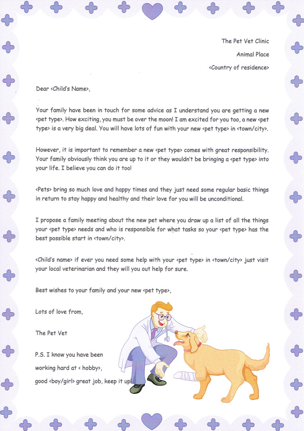 Personalised letter from The Pet Vet New Pet from TheLetterFairy on