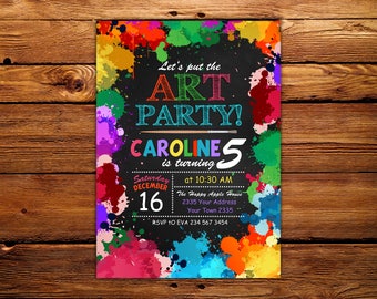 Art Party Invitation. Art Birthday Invitation. Art Birthday Party Invitation. Art Party Invite. Chalkboard.Any age.