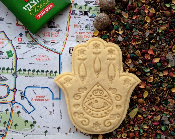 Hamsa cookie cutter. Anchovy cookie stamp. Jewish cookies